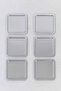 Set of 6 Silver Shiny Square Stainless Steel Coffee Serving and Presentation Tray - 2