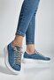 Rhinestone Everyday Wear Women's Sneakers Lace-Up Waterproof Black-White-Blue - 2