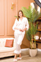 Satin Sleeves and Feathered Legs Shirt Collar Buttoned Long Sleeve Pajama Set