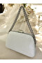 Ecru Color Stone Chain Detailed Chain Handle Women's Evening Dress Bag - 2