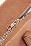 Women's Azalea Tan Nubuck Large Size Zipper Closure Hand and Shoulder Bag - 7
