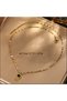 Green Stone Roman Numeral Stainless Steel Necklace - 4