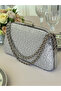 Silver Color Stone Chain Detailed Chain Handle Women's Evening Dress Bag - 4