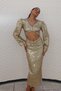 Parl Women's Gold Cut Out Pulpayet Davet Midi Shoulder Pad Piece Dress Evening Dress - 7