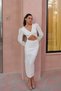 Parl Women's White Cut Out Pulpayet Event Midi Shoulder Pad Piece Dress Evening Dress