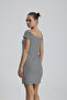 Striped Viscose Elastane Mini Dress |   Elb35857 White Pinstripe - 5