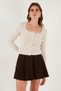 Premium Slim Fit Lace Detailed Collar Knitted Cardigan Cardigan 680Hi00061 - 5