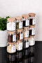 12-Piece Glass Spice Jar Set with Wooden Vacuum Lid Spice Label Jar Set 300 ml - 6