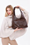 Laura Bitter Brown Women's Hand and Shoulder Bag with Magnet Detail - 5