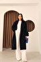 Navy Blue Women's Cashmere Double-Breasted Collar Long Coat. - 7