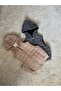 Unisex Children's Zippered Quilted Beige Vest with Hat - 3