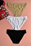 Aira Veil 3-Pack |   Perforated Patterned Cotton Black, White and Skin Color Women's Panties 50E31 - 3