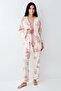 9058 Women's Dusty Rose Dressing Gown with String Straps and Lace Detail 3-Piece Pajama Set