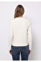 Regular Fit Polo Neck Printed Women's White Sweater - 2