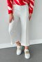 White Scuba Fabric - Striped Capri Trousers - 2