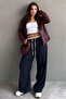 Navy Double Waistband Wide Leg Women's Pants MG2551 - 3