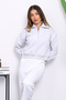 Gray Front Zipper Three-Thread Crop Sweat