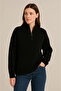 Women's Half Zip Knit Sweater – Thessaloniki Knit, Stand Collar, Cotton Woven, Oversize Long Sleeve - 2