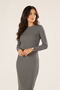 Women's Half High Neck Long Sleeve Camisole Mini Bodycon Dress-Anthracite - 7
