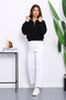 Black Front Zipper Three-Thread Crop Sweat - 2