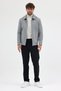 Jorge Men's Gray Houndstooth Short Cashmere Coat with Zipper and Ribbed-Elasticated Hem - 8