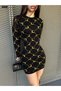 New Season Long Sleeve Knitwear Mini Dress Women's Crew Neck Model - 4