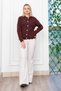 Women's Winter Burgundy Trendy Model Stoned Soft Knitwear Cardigan Stylish Daily Comfortable 25508 - 7