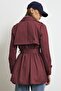 Mora Short Trench Coat Burgundy - 3
