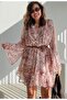 Patterned belted chiffon dress - 3