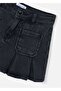 Girl's Pleated Denim Skirt Dark Gray 4901 - 4