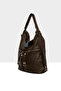 Brown Women's Soft Textured Handbag with Detailed Strap and Back Casual Bag M000008648 - 2