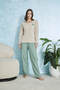 Cotton Two-Color Heart Detailed Ribbed Long Sleeve Pajama Set - 6
