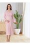 Women's Pink Special Design Long Sleeve Cotton Maternity Nightgown - 4