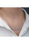 Silver Gurmet Chain Fatma Mother Hand Baguette Stone Women's Necklace - 4