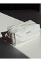 Handmade Off-White Velvet Makeup Bag Orven Collection Fog