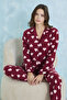 Polar Heart Patterned Buttoned Front Long Sleeve Pajama Set