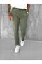 Men's Elastic Waist Tecno Fabric Slim Fit Trousers Green - 4