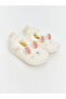Ecru Rabbit Embroidered Girls' Slippers