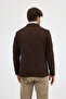 Enrica Men's Brown Cashmere Fabric Half-Lined Mono Collar Sports Blazer Jacket with Pocket - 8