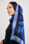 Celestial Tide - Navy Blue - Aurora Patterned Janjan Shawl - 70X190 cm - 3