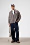 Oversize Checkered Back Printed Long Sleeve Shirt Mink-Brown - 3
