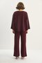 Women's Burgundy Kimono with Tie Detail High Waist Loose Trousers Thessaloniki Set 7028 60283640 - 6