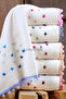 6-Piece Embroidered Towel Set with Pompoms Mel-Face Towel 50X90