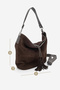 Women's Genuine Leather Tassel Hand and Shoulder Bag Olven Brown Suede - 7