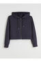 Navy Blue Hooded Women's Zippered Sweatshirt - 5