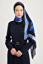 Celestial Tide - Navy Blue - Aurora Patterned Janjan Shawl - 70X190 cm