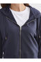 Navy Blue Hooded Women's Zippered Sweatshirt - 3