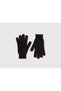 Children's Black Wool and Viscose Blend Gloves with Logo Embroidery