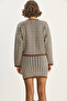 Brown Beige Crew Neck Gold Button Detail Cardigan Mini Skirt Houndstooth Suit Tt241054 60283649 - 7
