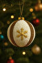 15 cm Plush Ball Sparkling Gold Striped Christmas Tree Ornament Large Pine Tree Ornament with Snowflake Pattern